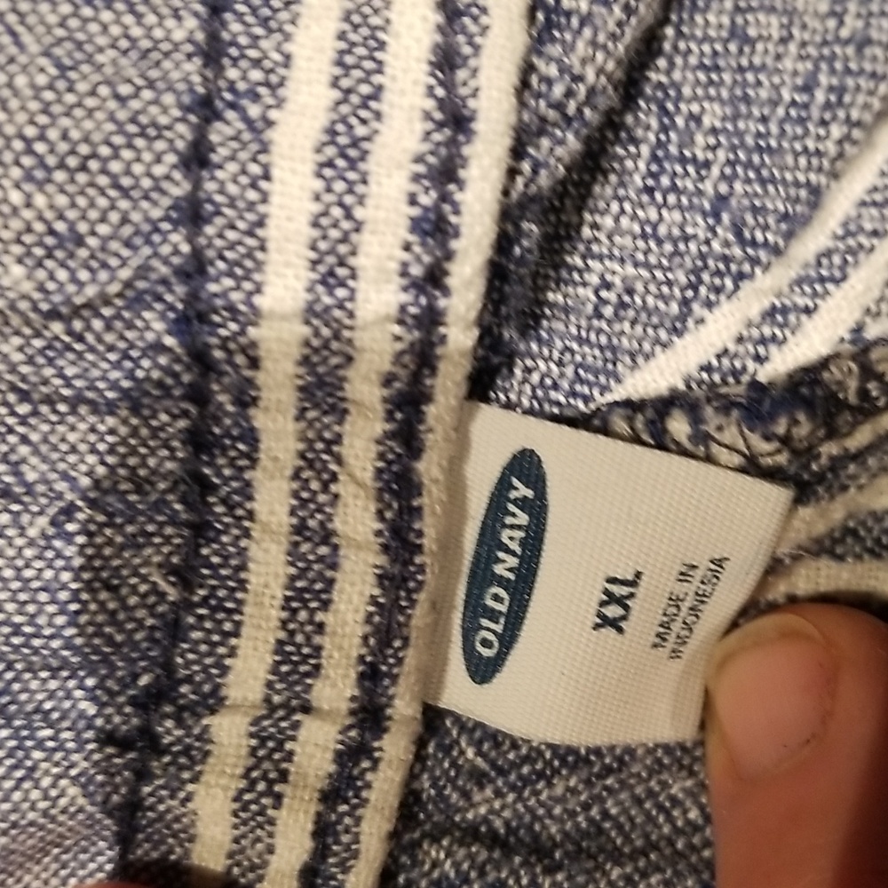 Blue white striped pants elastic drawstring waist side pockets sz XXL EUC - Picture 3 of 3
